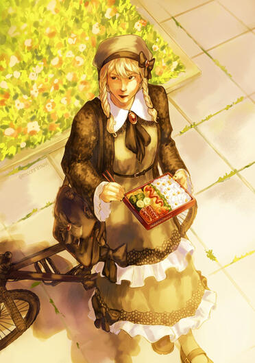 Illustration for @bycmykae 's “For The Road” a bento & travel zine (my oc)